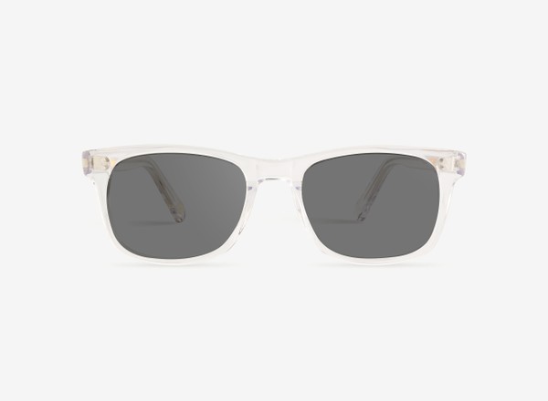 Front view of a pair of eyeglasses called the Founder in Crystal