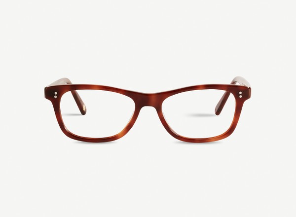 Front view of a pair of eyeglasses called the Romantic in Amber