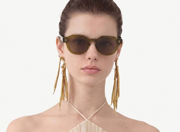 Front view of a pair of eyeglasses called the Pathfinder in Olive