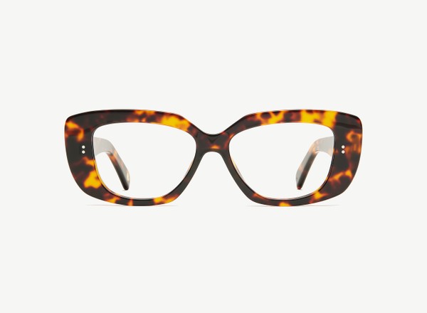 Front view of a pair of eyeglasses called the Actress in Tortoise