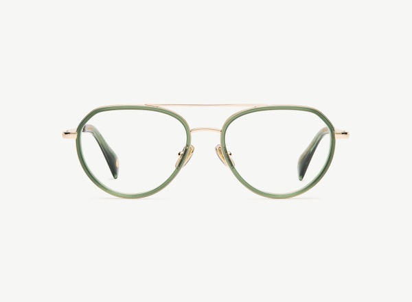 Front view of a pair of eyeglasses called the Voyager in Jade