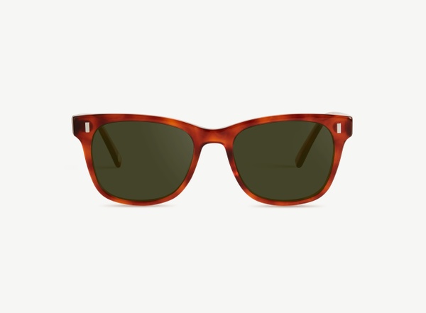 Front view of a pair of eyeglasses called the Actor in Amber