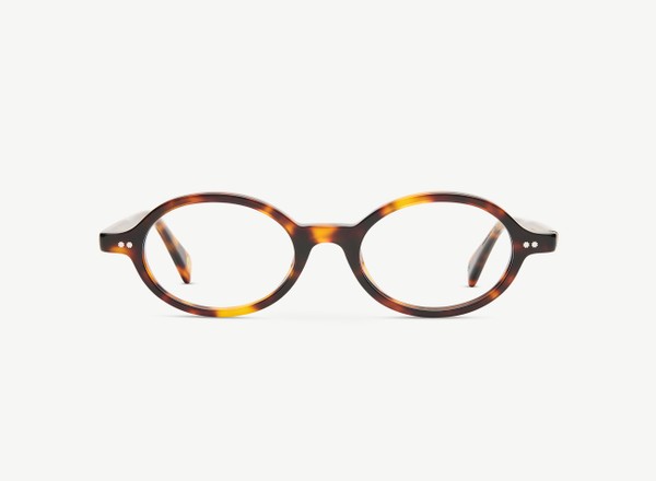 Front view of a pair of eyeglasses called the Archivist in Tortoise
