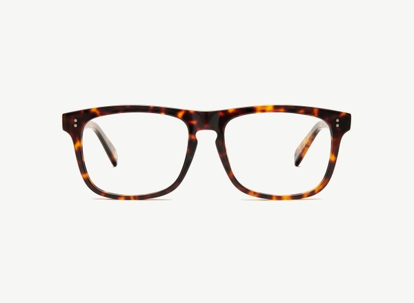 Front view of a pair of eyeglasses called the Captain in Tortoise