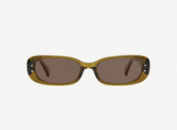 Front view of a pair of eyeglasses called the Nomad in Olive