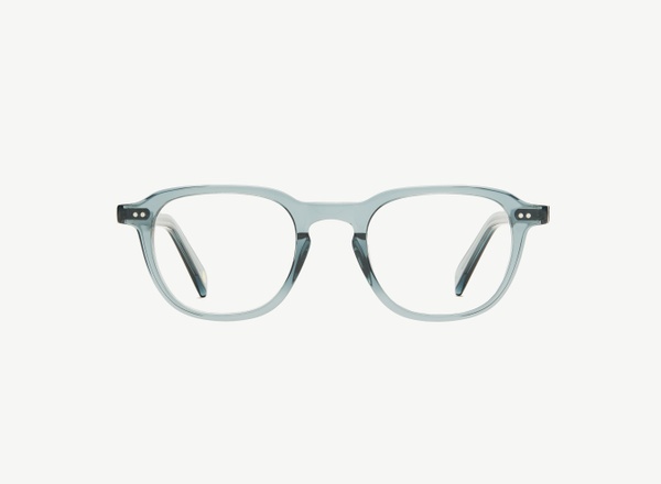 Front view of a pair of eyeglasses called the Doer in Denim