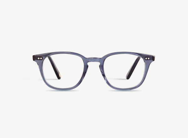 Front view of a pair of eyeglasses called the Samaritan in Midnight